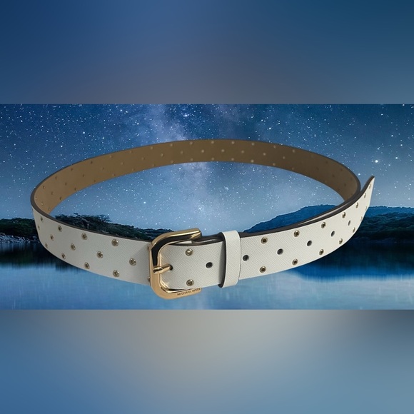 New MICHAEL KORS White & Gold Adjustable Belt Size Large - Picture 8 of 16